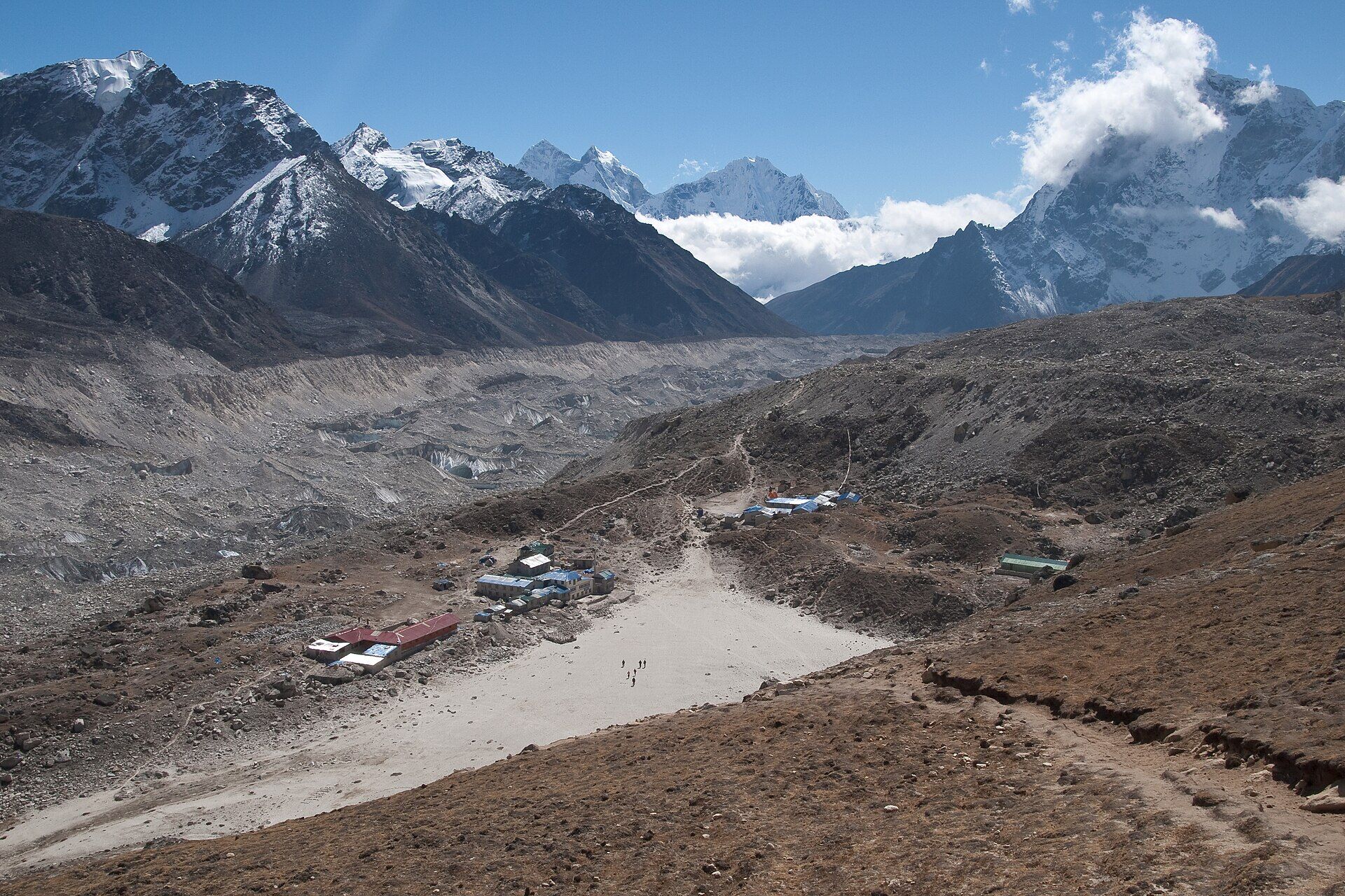 Gorak Shep and the Khumbu glacier below Everest, the last settlement before base camp.