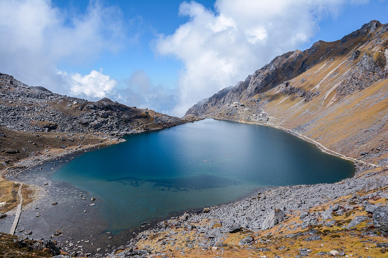The Gosaikunda lakes held in a bowl of rock at 4,380 metres.